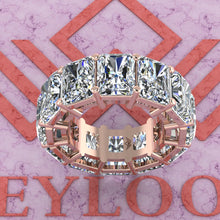 Load image into Gallery viewer, 24 CTW Medium Radiant Cut Eternity Bands D Color Basket Moissanite Ring