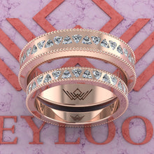 Load image into Gallery viewer, 2.2 CTW Trilliant Cut Couple's Wedding Bands Flush Moissanite Set D Color