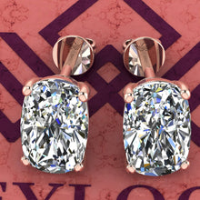 Load image into Gallery viewer, 5.5 CT x2 Medium Cushion Cut Stud D Color Basket Moissanite Earrings