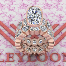 Load image into Gallery viewer, 25.15 CTW Elongated Cushion Cut Two-Piece Bridal D Color Bezel Moissanite Set