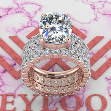 Load image into Gallery viewer, 13.7 CTW Medium Cushion Cut Three-Piece Bridal D Color Basket Moissanite Set
