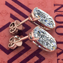 Load image into Gallery viewer, 7 CT x2 Elongated Cushion Cut Stud Basket Moissanite Earring