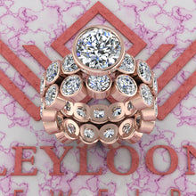 Load image into Gallery viewer, 11 CTW Fat Oval Cut Two-Piece Bridal D Color Bezel Moissanite Set