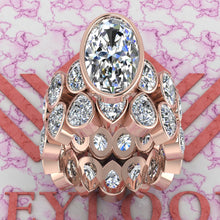 Load image into Gallery viewer, 21.2 CTW Elongated Oval Cut Two-Piece Bridal D Color Bezel Moissanite Set