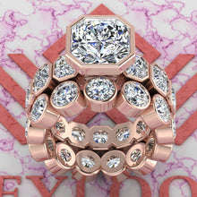 Load image into Gallery viewer, 11 CTW Square Radiant Cut Two-Piece Bridal D Color Bezel Moissanite Set