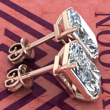 Load image into Gallery viewer, 5.5 CT x2 Medium Radiant Cut Stud D Color Basket Moissanite Earrings