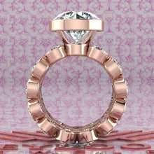 Load image into Gallery viewer, 15.4 CTW Round Cut Two-Piece Bridal D Color Bezel Moissanite Set