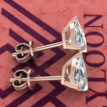 Load image into Gallery viewer, 4 CT x2 Trilliant Cut Heart Prong Stud D Color Basket Moissanite Earrings