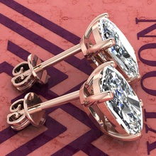 Load image into Gallery viewer, 5.5 CT x2 Medium Cushion Cut Stud D Color Basket Moissanite Earrings