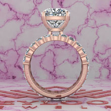 Load image into Gallery viewer, 10.2 CTW Square Cushion Cut Three-Piece Bridal D Color Basket Moissanite Set