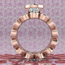 Load image into Gallery viewer, 11 CTW Fat Oval Cut Two-Piece Bridal D Color Bezel Moissanite Set