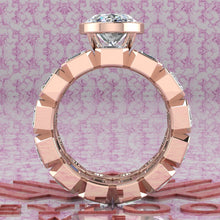 Load image into Gallery viewer, 12 CTW Medium Oval Cut Two-Piece Bridal D Color Bezel Moissanite Set