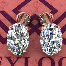 Load image into Gallery viewer, 4.5 CT x2 Medium Oval Cut Stud D Color Basket Moissanite Earrings