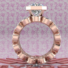 Load image into Gallery viewer, 11 CTW Square Radiant Cut Two-Piece Bridal D Color Bezel Moissanite Set