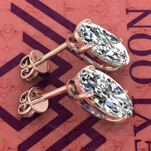 Load image into Gallery viewer, 6 CT x2 Elongated Oval Cut Stud D Color Basket Moissanite Earrings