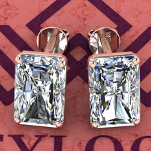 Load image into Gallery viewer, 5.5 CT x2 Medium Radiant Cut Stud D Color Basket Moissanite Earrings