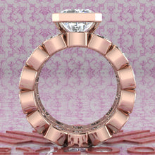Load image into Gallery viewer, 23.5 CTW Elongated Radiant Cut Two-Piece Bridal D Color Bezel Moissanite Set