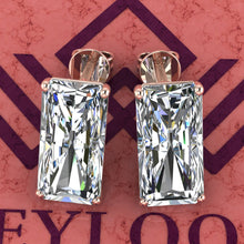 Load image into Gallery viewer, 9 CT x2 Elongated Radiant Cut Stud D Color Basket Moissanite Earrings