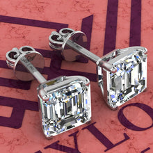 Load image into Gallery viewer, 2.5 CT x2 Asscher Cut Stud D Color Basket Moissanite Earrings