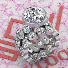 Load image into Gallery viewer, 15.4 CTW Round Cut Two-Piece Bridal D Color Bezel Moissanite Set