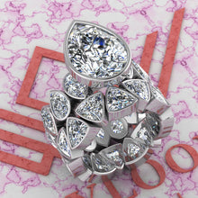 Load image into Gallery viewer, 19.5 CTW Pear Cut Two-Piece Bridal D Color Bezel Moissanite Set