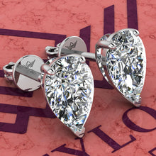 Load image into Gallery viewer, 4 CT x2 Pear Cut Stud D Color Basket Moissanite Earrings