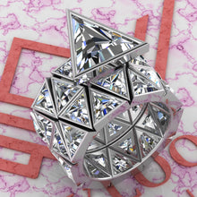 Load image into Gallery viewer, 22.5 CTW Triangle Cut Two-Piece Bridal D Color Bezel Moissanite Set