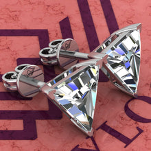 Load image into Gallery viewer, 4 CT x2 Triangle Cut Stud D Color Basket Moissanite Earrings