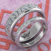 Load image into Gallery viewer, 3.5 CTW Oval Cut Couple's Wedding Bands Flush Moissanite Set D Color