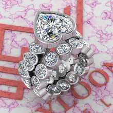 Load image into Gallery viewer, 15.4 CTW Heart Cut Two-Piece Bridal D Color Bezel Moissanite Set