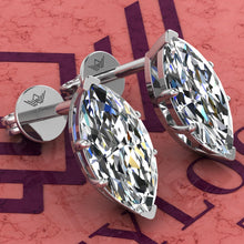 Load image into Gallery viewer, 3 CT x2 Marquise Cut Stud D Color Basket Moissanite Earrings