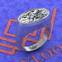 Load image into Gallery viewer, 10.5 CT Elongated Oval Cut Bazel Man's Moissanite Engagement Ring D Color