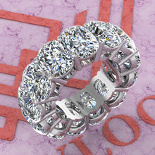 Load image into Gallery viewer, 26 CTW Medium Cushion Cut Eternity Bands D Color Basket Moissanite Ring