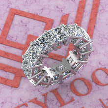 Load image into Gallery viewer, 19.5 CTW Princess Cut Eternity Bands D Color Basket Moissanite Ring