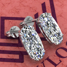 Load image into Gallery viewer, 7 CT x2 Elongated Cushion Cut Stud Basket Moissanite Earring