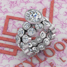 Load image into Gallery viewer, 11 CTW Fat Oval Cut Two-Piece Bridal D Color Bezel Moissanite Set