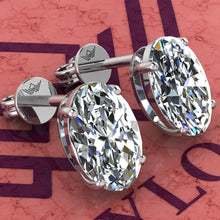 Load image into Gallery viewer, 4.5 CT x2 Medium Oval Cut Stud D Color Basket Moissanite Earrings