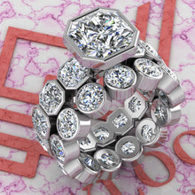 Load image into Gallery viewer, 11 CTW Square Radiant Cut Two-Piece Bridal D Color Bezel Moissanite Set