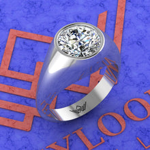 Load image into Gallery viewer, 3 CT Round Cut Bazel Man's Moissanite Engagement Ring D Color