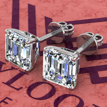 Load image into Gallery viewer, 2.5 CT x2 Asscher Cut Stud D Color Basket Moissanite Earrings