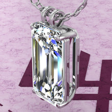 Load image into Gallery viewer, 12 CT Elongated Emerald Cut Solitaire Basket Moissanite Necklace D Color