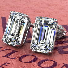 Load image into Gallery viewer, 5 CT x2 Medium Emerald Cut Stud D Color Basket Moissanite Earrings