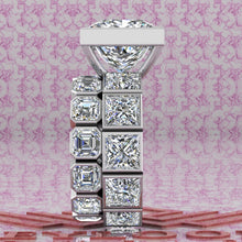 Load image into Gallery viewer, 20.85 CTW Princess Cut Two-Piece Bridal D Color Bezel Moissanite Set