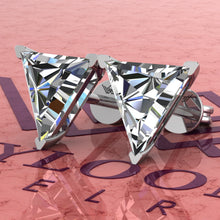 Load image into Gallery viewer, 4 CT x2 Triangle Cut Stud D Color Basket Moissanite Earrings