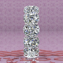 Load image into Gallery viewer, 26 CTW Medium Cushion Cut Eternity Bands D Color Basket Moissanite Ring