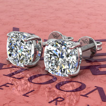 Load image into Gallery viewer, 2.5 CT x2 Square Cushion Cut Stud D Color Basket Moissanite Earrings