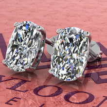 Load image into Gallery viewer, 5.5 CT x2 Medium Cushion Cut Stud D Color Basket Moissanite Earrings