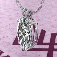 Load image into Gallery viewer, 12 CT Elongated Oval Cut Solitaire Basket Moissanite Necklace D Color