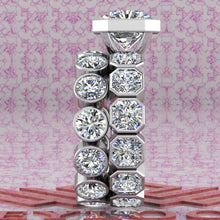 Load image into Gallery viewer, 11 CTW Square Radiant Cut Two-Piece Bridal D Color Bezel Moissanite Set