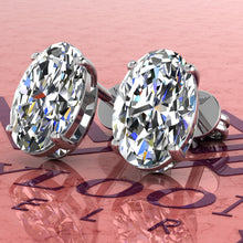 Load image into Gallery viewer, 4.5 CT x2 Medium Oval Cut Stud D Color Basket Moissanite Earrings